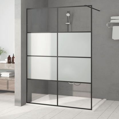 Walk-in Shower Wall Black 140x195 cm Half Frosted ESG Glass