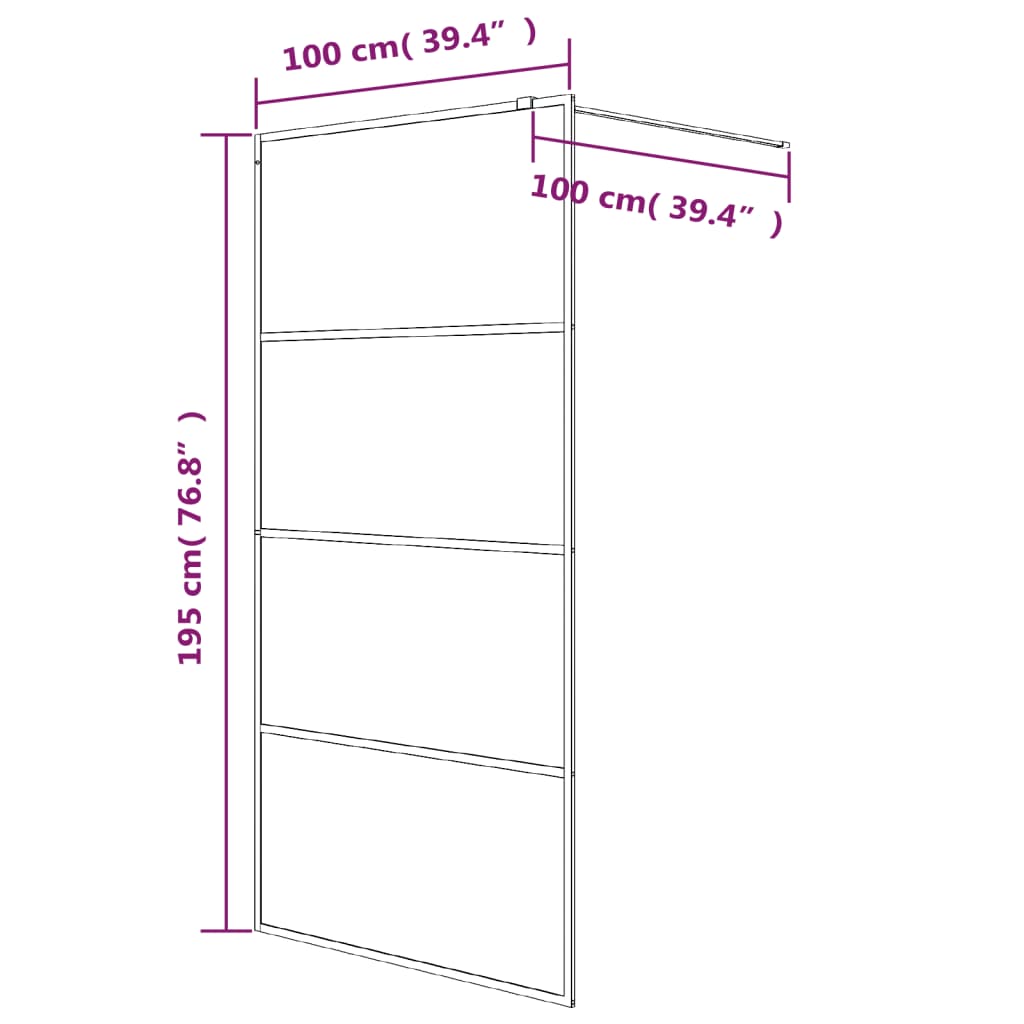 Walk-in Shower Wall Silver 100x195 cm Clear ESG Glass