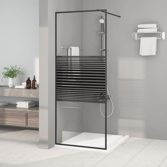 Walk-in Shower Wall Black 80x195 cm Clear ESG Glass