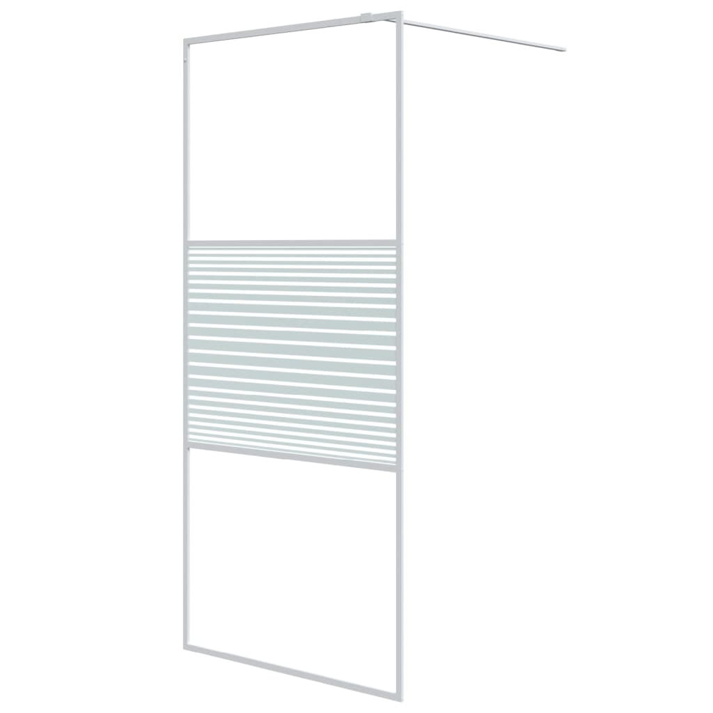 Walk-in Shower Wall White 90x195 cm Clear ESG Glass