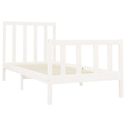 Bed Frame White Solid Wood Pine 90x200 cm