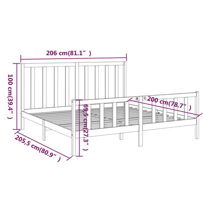 Bed Frame without Mattress 200x200 cm  Solid Wood Pine
