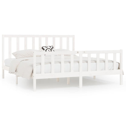 Bed Frame without Mattress White 200x200 cm Solid Wood