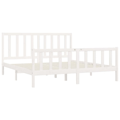 Bed Frame without Mattress White 200x200 cm Solid Wood