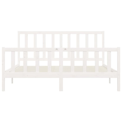 Bed Frame without Mattress White 200x200 cm Solid Wood