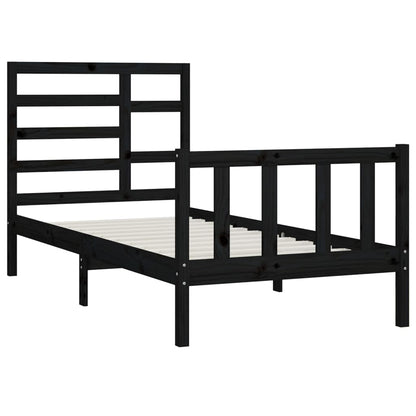 Bed Frame without Mattress Black 100x200 cm Solid Wood Pine