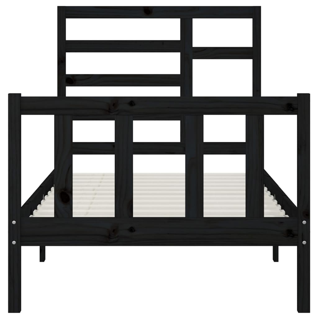 Bed Frame without Mattress Black 100x200 cm Solid Wood Pine