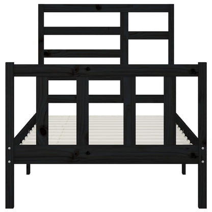 Bed Frame without Mattress Black 100x200 cm Solid Wood Pine