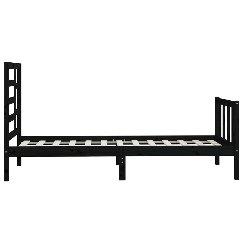 Bed Frame without Mattress Black 100x200 cm Solid Wood Pine