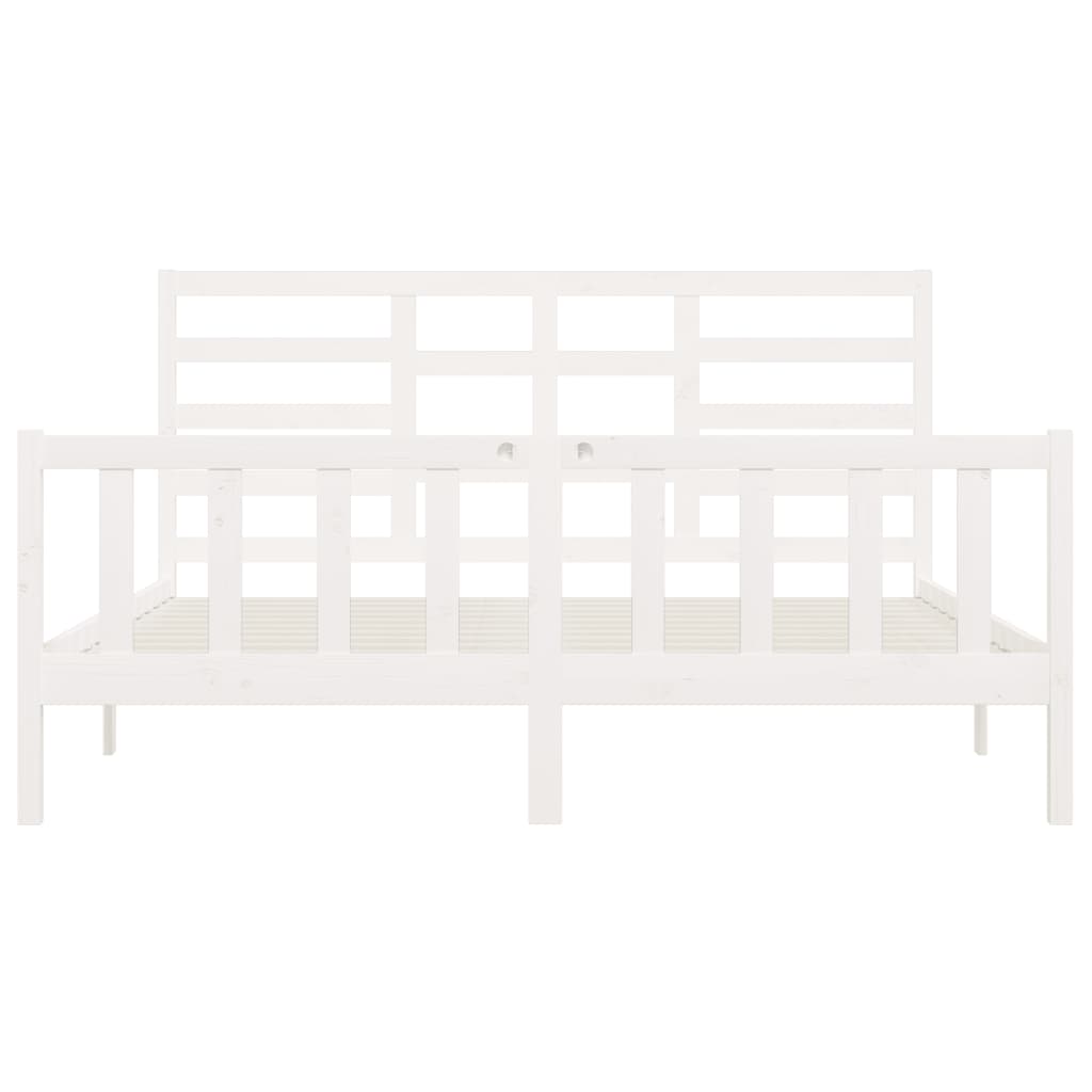 Bed Frame without Mattress White 200x200 cm Solid Wood Pine