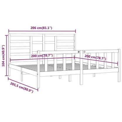 Bed Frame without Mattress White 200x200 cm Solid Wood Pine