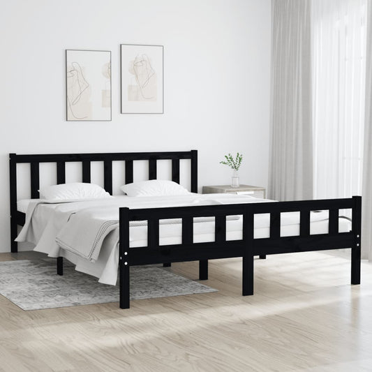 Bed Frame without Mattress Black Solid Wood 120x200 cm