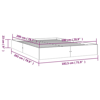 Bed Frame without Mattress Solid Wood 180x200 cm Super King Super King Size