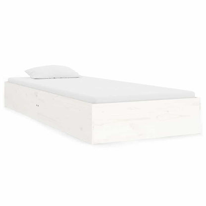 Bed Frame without Mattress White Solid Wood 75x190 cm Small Single