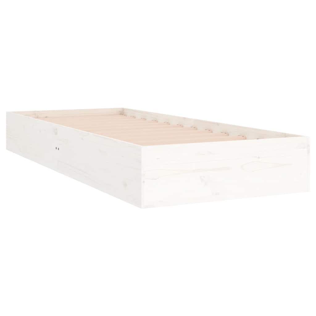 Bed Frame without Mattress White Solid Wood 75x190 cm Small Single