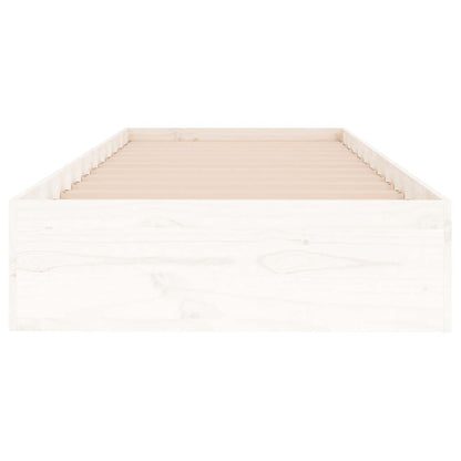 Bed Frame without Mattress White Solid Wood 75x190 cm Small Single