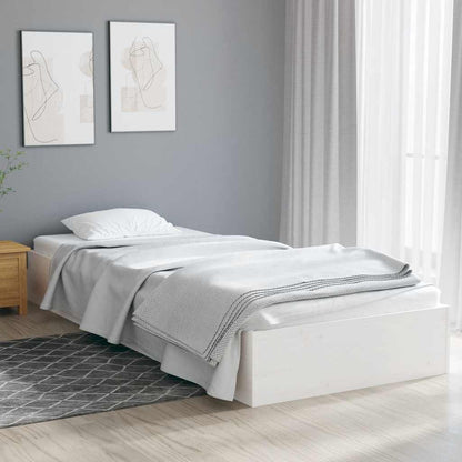 Bed Frame without Mattress White Solid Wood 75x190 cm Small Single