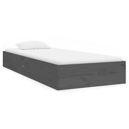 Bed Frame without Mattress Grey Solid Wood 75x190 cm Small Single Small Single