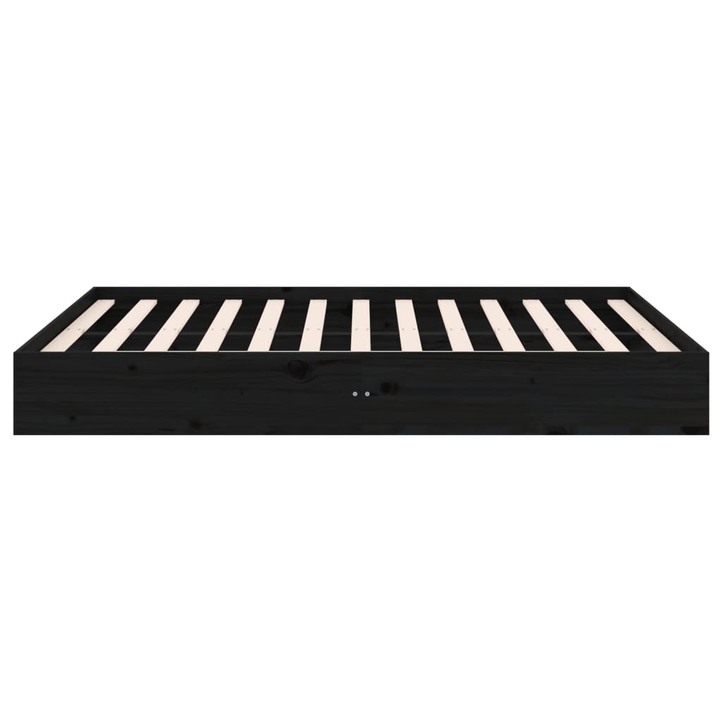 Bed Frame without Mattress Black Solid Wood 120x190 cm Small Double