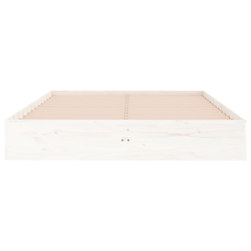 Bed Frame without Mattress White Solid Wood 140x190 cm