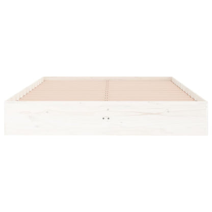 Bed Frame without Mattress White Solid Wood 140x190 cm