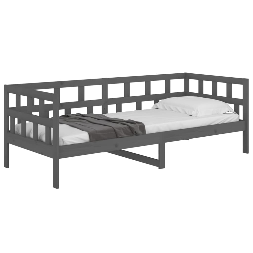 Day Bed without Mattress Grey Solid Wood Pine 80x200 cm