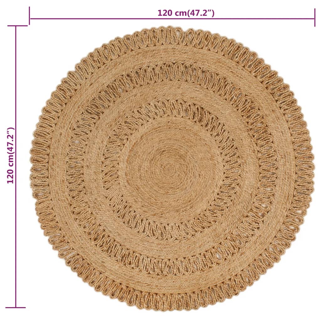 Area Rug Hand-braided Jute 120 cm Round