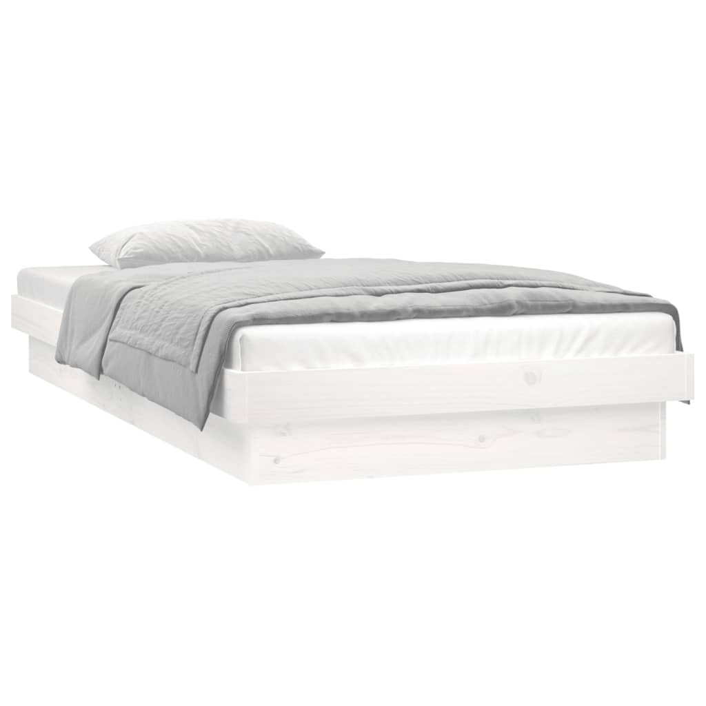 LED Bed Frame without Mattress White 100x200 cm Solid Wood