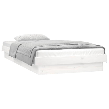 LED Bed Frame without Mattress White 100x200 cm Solid Wood