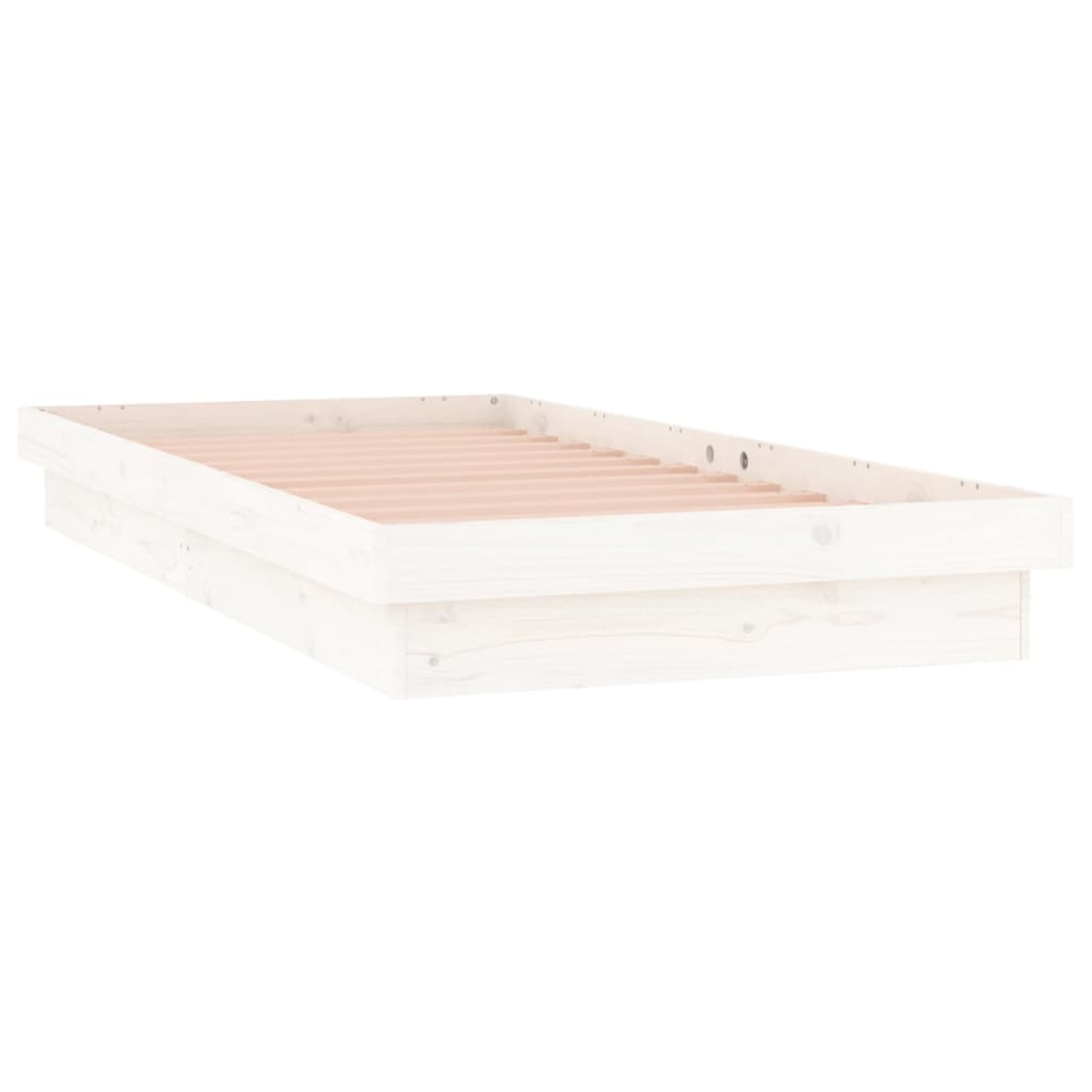 LED Bed Frame without Mattress White 100x200 cm Solid Wood