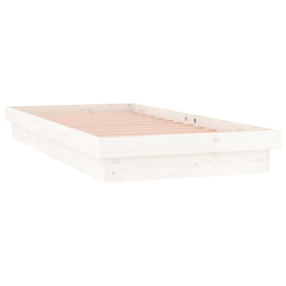 LED Bed Frame without Mattress White 100x200 cm Solid Wood