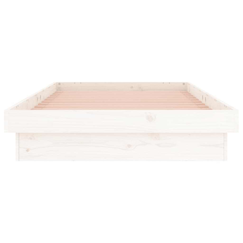 LED Bed Frame without Mattress White 100x200 cm Solid Wood