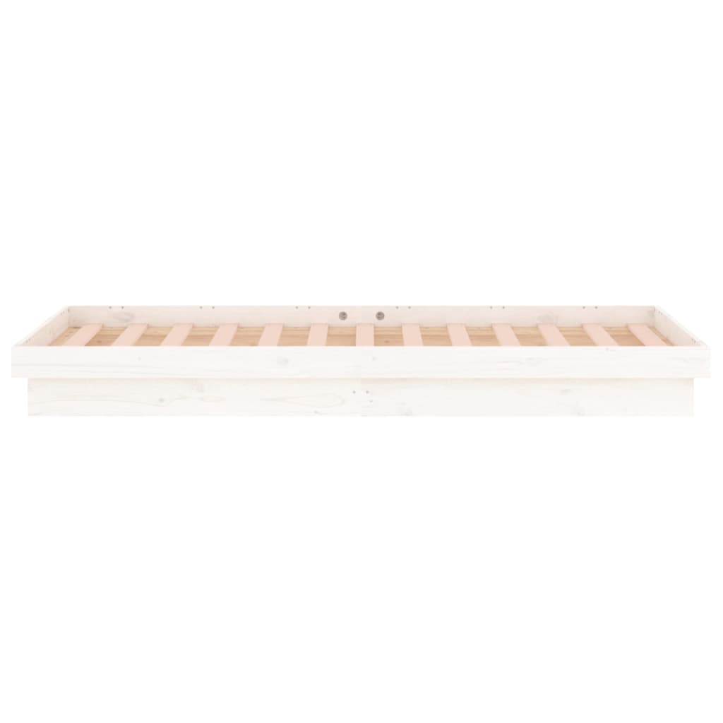 LED Bed Frame without Mattress White 100x200 cm Solid Wood