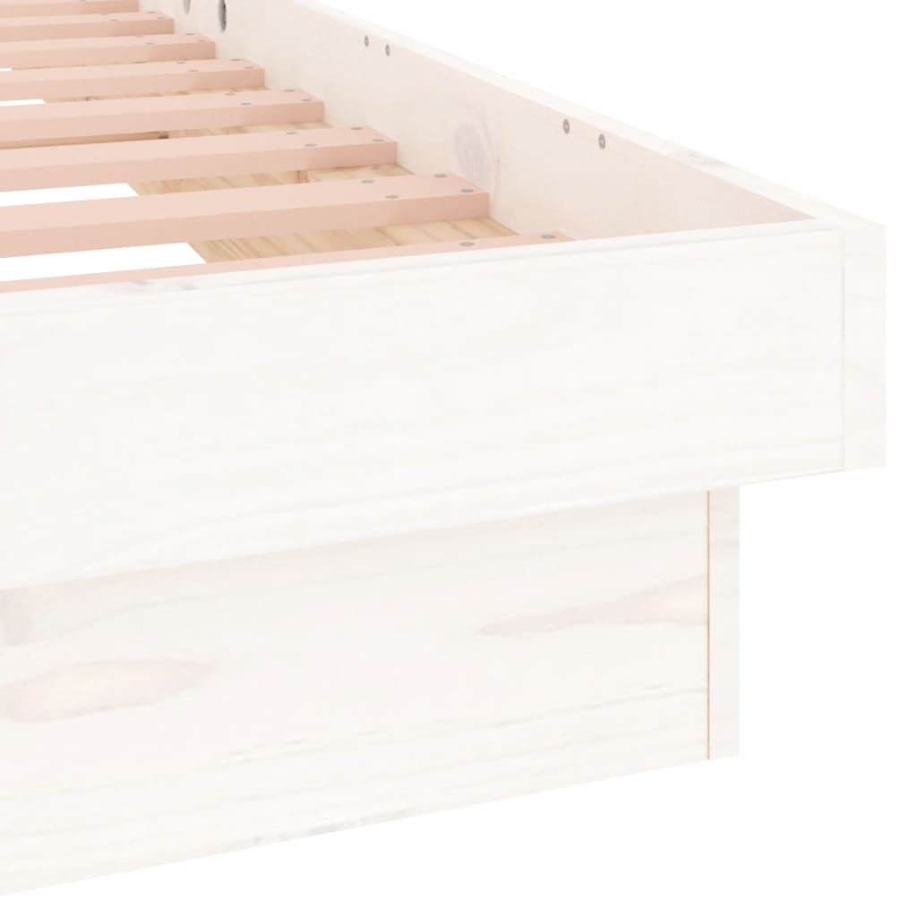 LED Bed Frame without Mattress White 100x200 cm Solid Wood