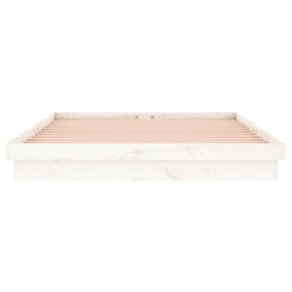 LED Bed Frame without Mattress White Super King Solid Wood