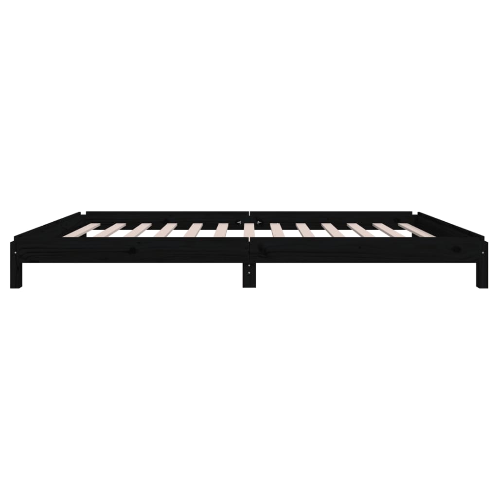 Stack Bed without Mattress Black 100x200 cm Solid Wood Pine