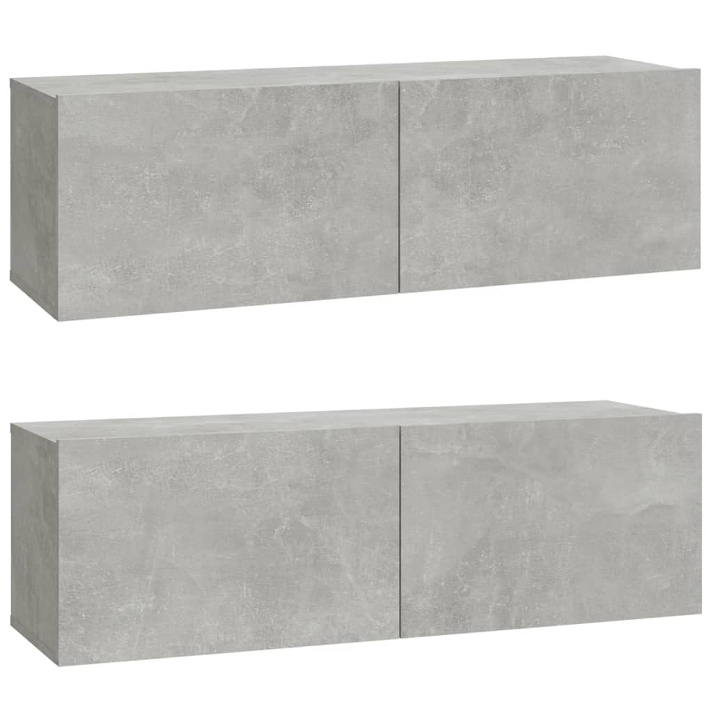 Wall TV Cabinets 2 pcs Concrete Grey 100x30x30 cm Engineered Wood