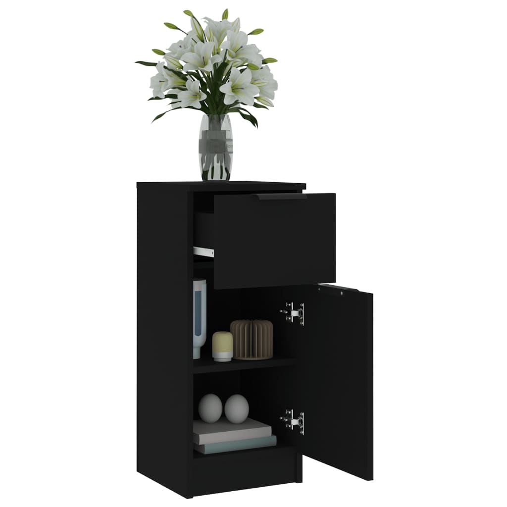 Sideboards 2 pcs Black 30x30x70 cm Engineered Wood