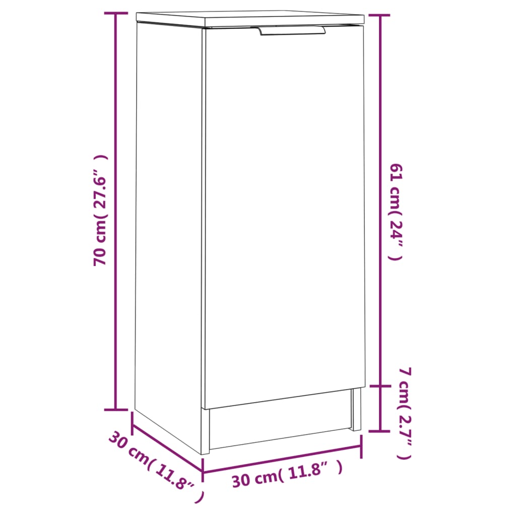 Sideboards 2 pcs Black 30x30x70 cm Engineered Wood