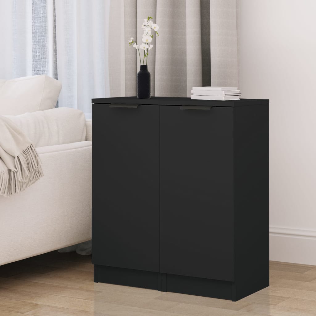 Sideboards 2 pcs Black 30x30x70 cm Engineered Wood