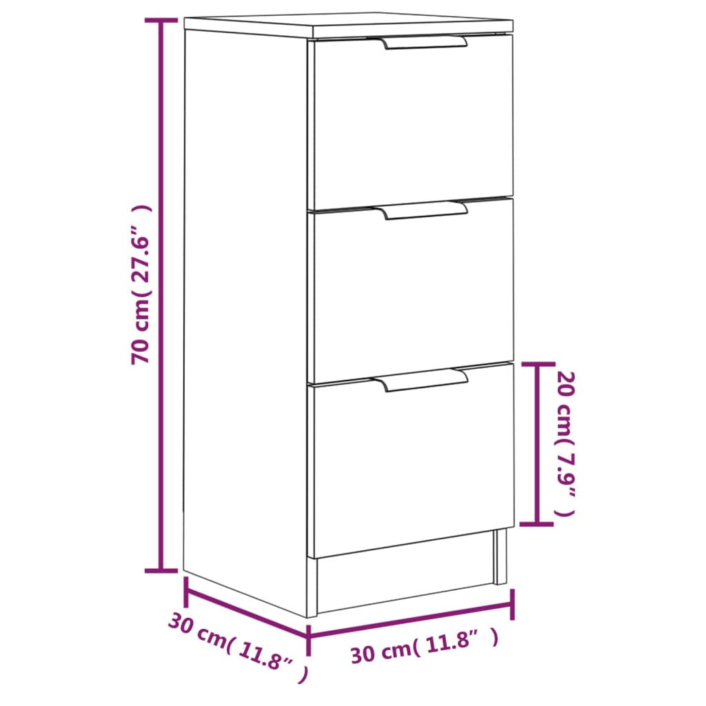 Sideboards 2 pcs White 30x30x70 cm Engineered Wood