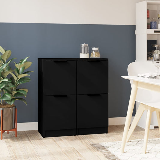 Sideboards 2 pcs Black 30x30x70 cm Engineered Wood