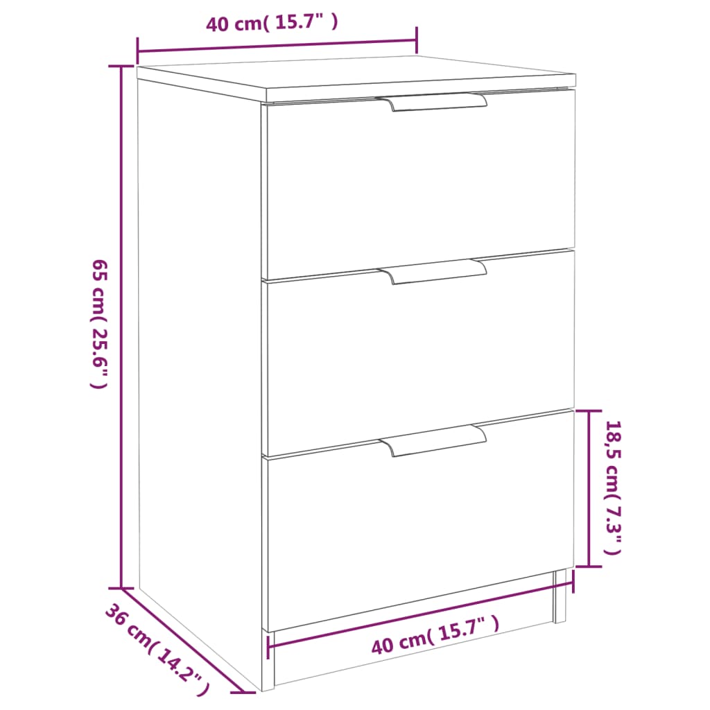 Bedside Cabinets 2 pcs Sonoma Oak 40x36x65 cm