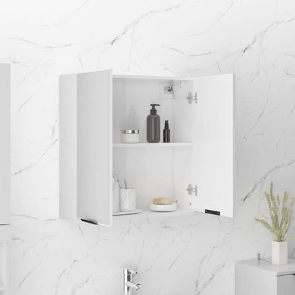 Bathroom Mirror Cabinet High Gloss White 64x20x67 cm