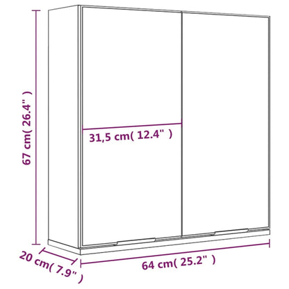 Bathroom Mirror Cabinet High Gloss White 64x20x67 cm