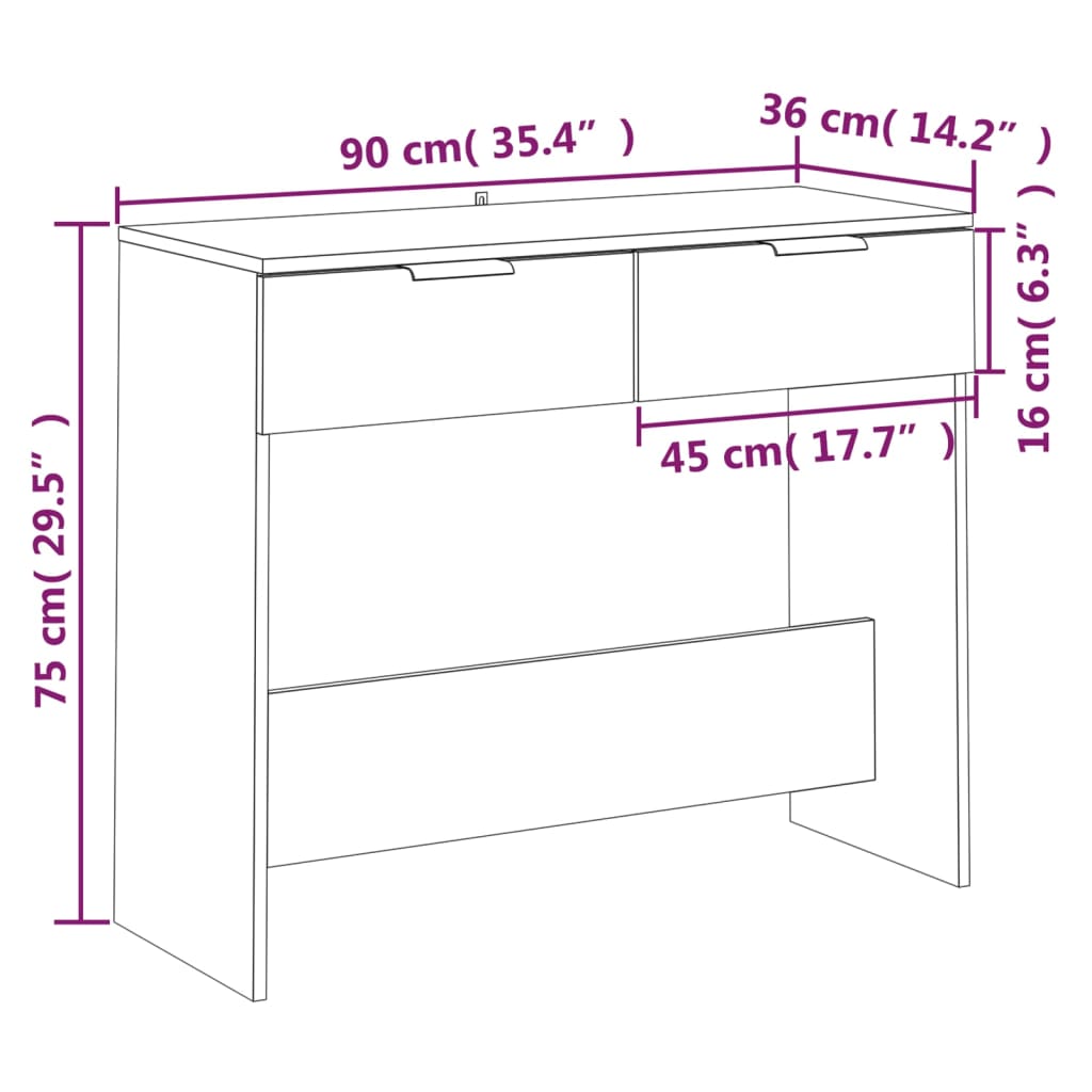 Console Table Sonoma Oak 90x36x75 cm Engineered Wood