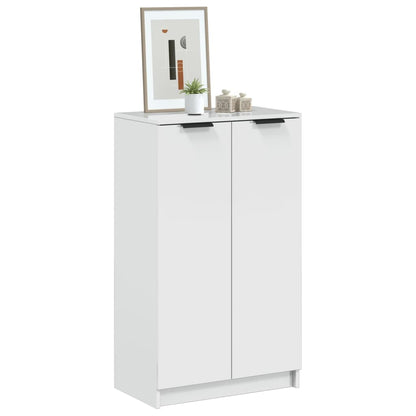 Shoe Cabinet High Gloss White 59x35x100.5 cm Engineered Wood