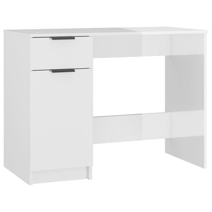 Desk High Gloss White 100x50x75 cm Engineered Wood