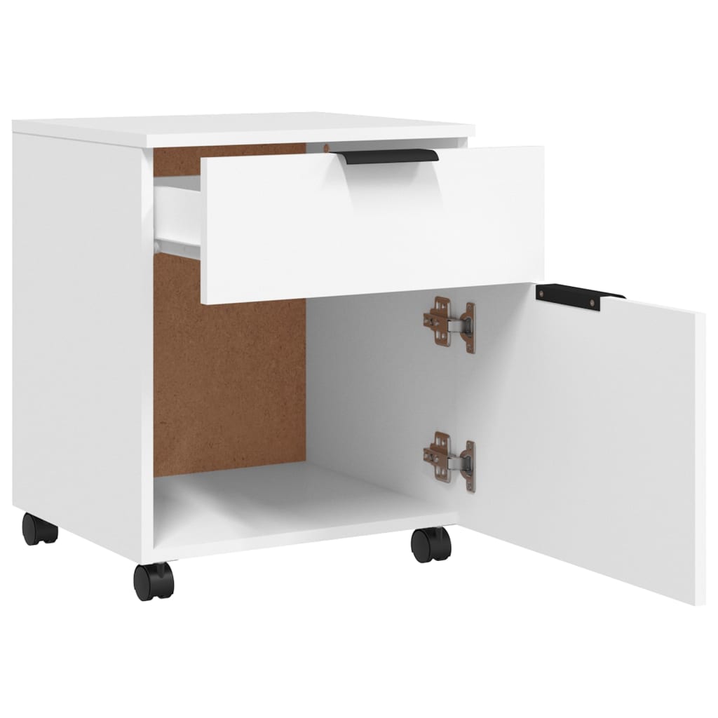 Mobile File Cabinet with Wheels White 45x38x54 cm Engineered Wood