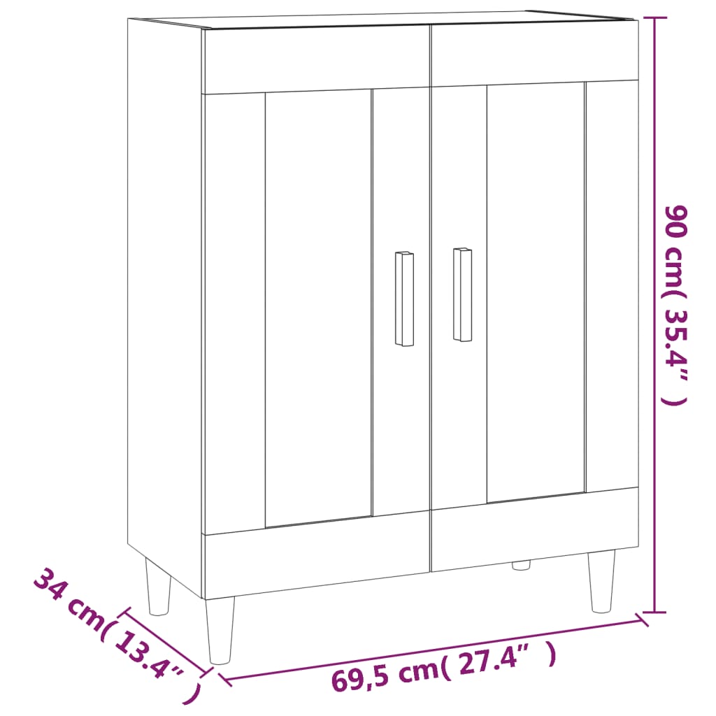 Sideboard Black 69.5x34x90 cm Engineered Wood